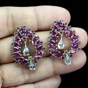 925 Kolczyki naturalne szafiry Songea akwamaryny granaty srebrne 5