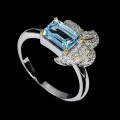 Delikatny pierścionek r 17 srebrny naturalny Sky Blue Topaz cyrkonie