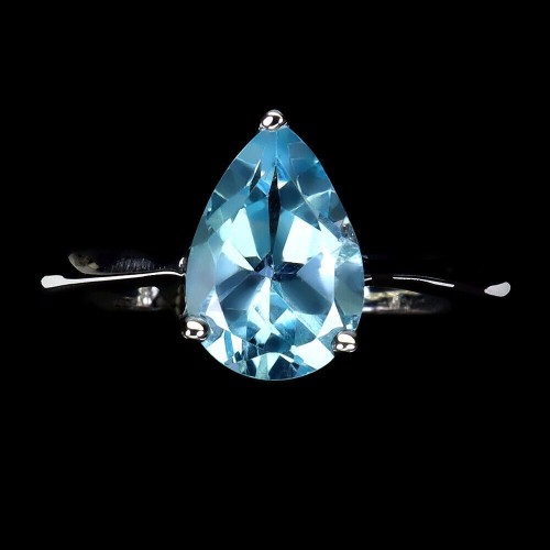 Delikatny pierścionek r 16 srebrny naturalny Sky Blue Topaz