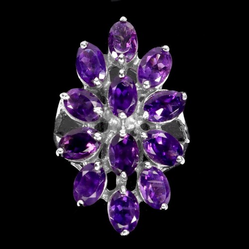 925 Piękny pierścionek r 19 naturalne ametysty srebro