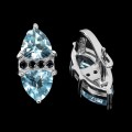 5 Srebrne delikatne kolczyki naturalne topazy sky blue czarne spinele