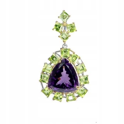 Wisiorek srebrny 925 naturalny 31ct ametyst oliwiny