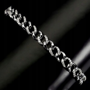 Delikatna 925 piękna bransoletka srebrna cyrkonie AAA