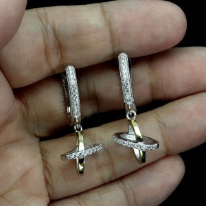 Srebrne delikatne wiszące kolczyki cyrkonie AAA 5 925
