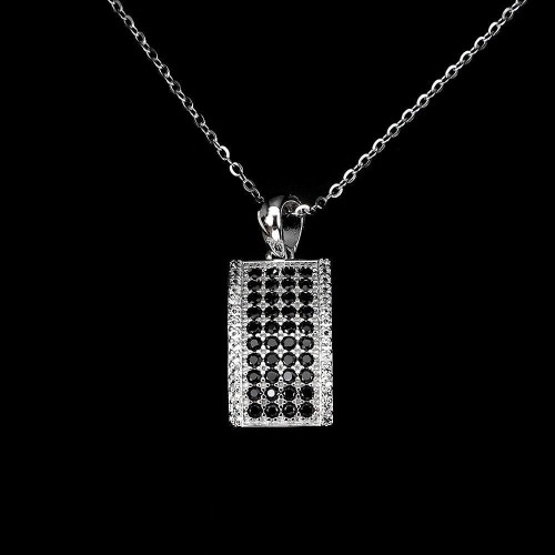 Naszyjnik delikatny naturalne czarne spinele cyrkonie 925