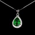 925 Srebro delikatny naszyjnik cyrkonie topaz zielony naturalny