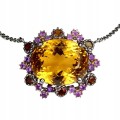 925 Zjawiskowy naszyjnik naturalny 58ct cytryn ametysty turmaliny