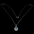 925 Piękny naszyjnik delikatny cyrkonie Swiss Blue topaz naturalny