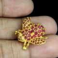 Piękna delikatna srebrna broszka owad naturalne rubiny granaty diopsydy 925