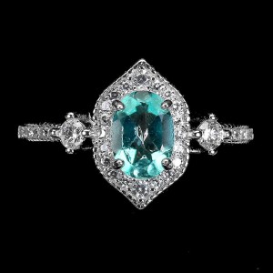 925 Delikatny pierścionek paraiba blue topaz cyrkonie r 15