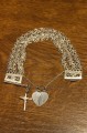Artystyczna piękna bransoletka srebrna krzyż serce