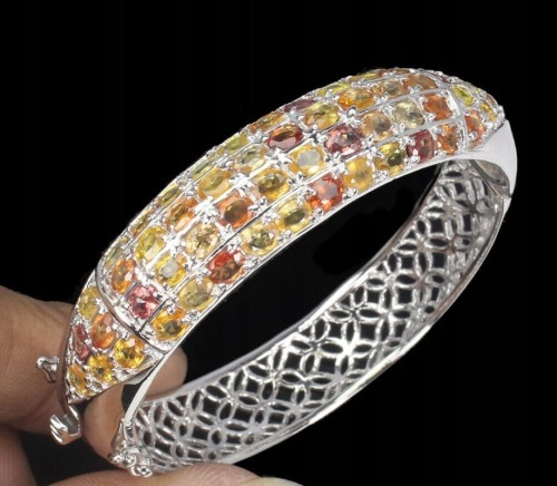 Silver bracelet with natural sapphires 925 Songea 7