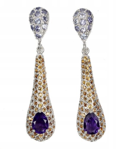 Silver 925 amethyst earrings natural sapphires 2