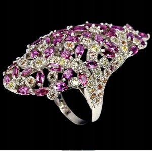 Srebrny 925 pierścionek granaty szafiry Songea r19