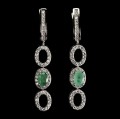 Srebrne 925 kolczyki naturalne szmaragdy cyrkonie