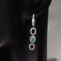Srebrne 925 kolczyki naturalne szmaragdy cyrkonie