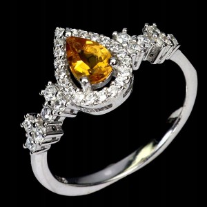 925 Pierścionek delikatny cyrkonie cytryn naturalny r 12