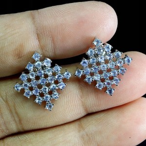 4 925 Srebrne kolczyki naturalne tanzanity delikatne