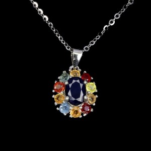Delikatny naszyjnik szafiry Songea i niebieski kolorowe naturalne 925
