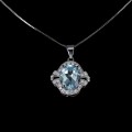 Piękny naszyjnik delikatny naturalny Sky Blue topaz cyrkonie 925