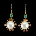 Srebrne kolczyki naturalne awenturyny rubiny perły 4