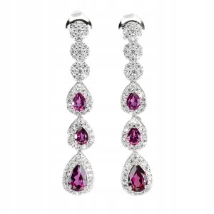 Delikatne 925 kolczyki naturalne rodolity granaty wiszące 4