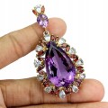 Srebrny zjawiskowy wisiorek naturalny 79ct ametyst akawamaryny granaty