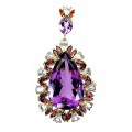 Srebrny zjawiskowy wisiorek naturalny 79ct ametyst akawamaryny granaty