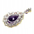 Srebrny zjawiskowy wisiorek naturalny 79ct ametyst akawamaryny granaty