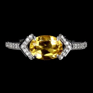 Pierścionek 925 delikatny cyrkonie cytryn naturalny r 14