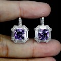 Kolczyki delikatne zjawiskowe naturalne ametysty cyrkonie 4