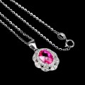 Delikatny naszyjnik naturalny różowy topaz cyrkonie 925