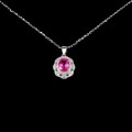 Delikatny naszyjnik naturalny różowy topaz cyrkonie 925