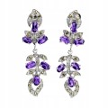 Srebrne piękne kolczyki naturalne szafiry Songea ametysty 4