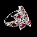 Srebrny piękny pierścionek r 19.5 naturalne rubiny białe topazy