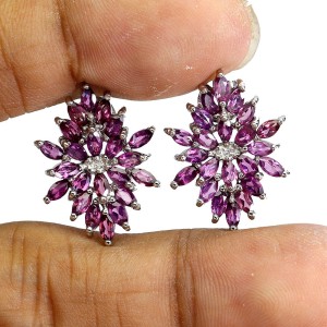 Delikatne 925 piękne kolczyki naturalne rodolity granaty 1