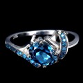 925 Srebrny delikatny pierścionek topaz london blue cyrkonie r 11