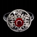 Srebrny delikatny pierścionek naturalny rubin r 17 piękny