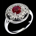 Srebrny delikatny pierścionek naturalny rubin r 17 piękny