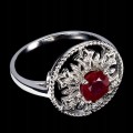 Srebrny delikatny pierścionek naturalny rubin r 17 piękny