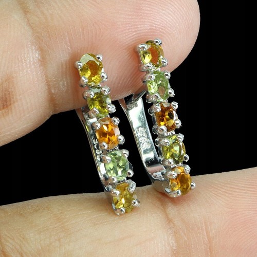 Delikatne srebrne 925 kolczyki naturalne turmaliny 1