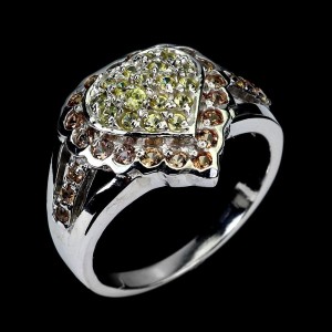 925 Pierścionek serce naturalne szafiry Songea r 16.5