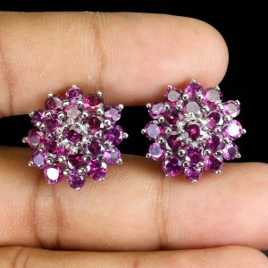 Zjawiskowe 925 piękne kolczyki naturalne rodolity granaty 1