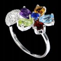 925 Pierścionek cytryn ametyst topaz oliwin granat kianit kwiat r 12