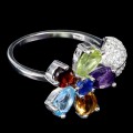 925 Pierścionek cytryn ametyst topaz oliwin granat kianit kwiat r 12