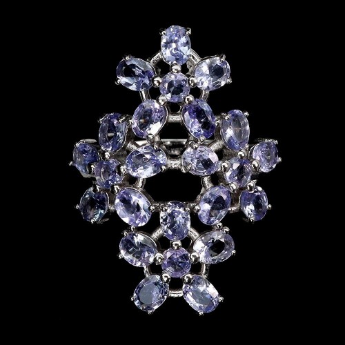 925 Pierścionek piękny r 14 naturalne tanzanity srebro