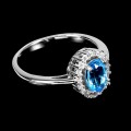 Delikatny pierścionek swiss blue topaz cyrkonie r 17 925