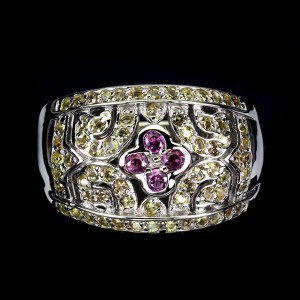 925 Pierścionek naturalne szafiry Songea granaty r 18.5