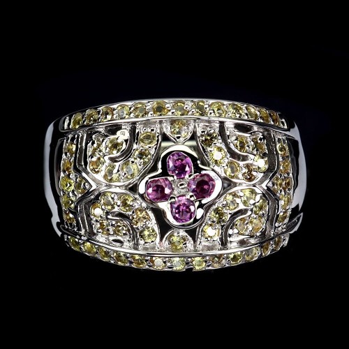 925 Pierścionek naturalne szafiry Songea granaty r 18.5