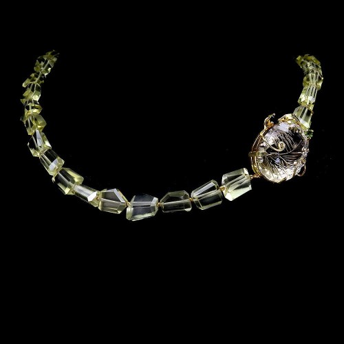 925 Zjawiskowy duży naszyjnik naturalne turmaliny lemon kwarc